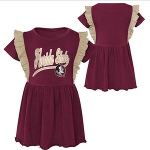 Florida State FSU Seminole’s Youth Girls Ruffle Sparkly Game Day Dress Size 5/6